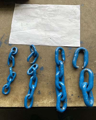 break test of G100 lifting chain break test of G100 lifting chain